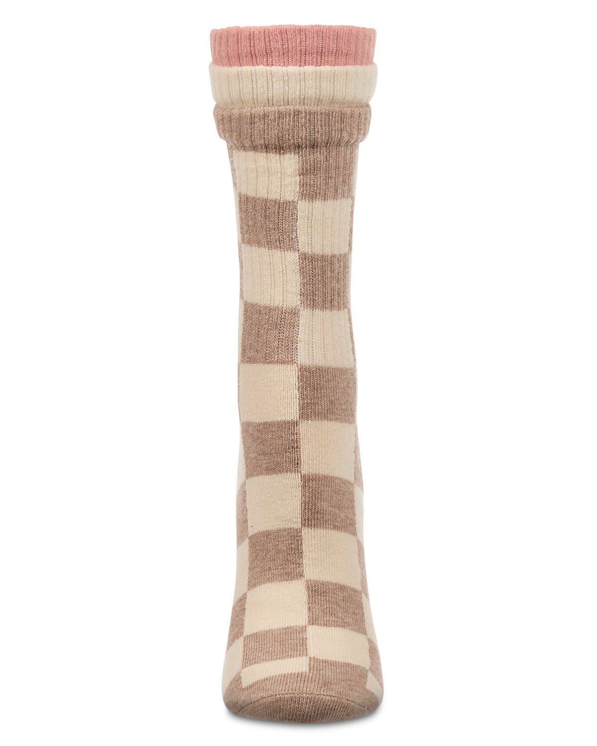 Women's Checkmate Triple Cuff Crew Socks : Color: Black