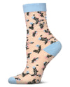Women's Flowing Floral Sheer Crew Socks : Color: Dusty Blue