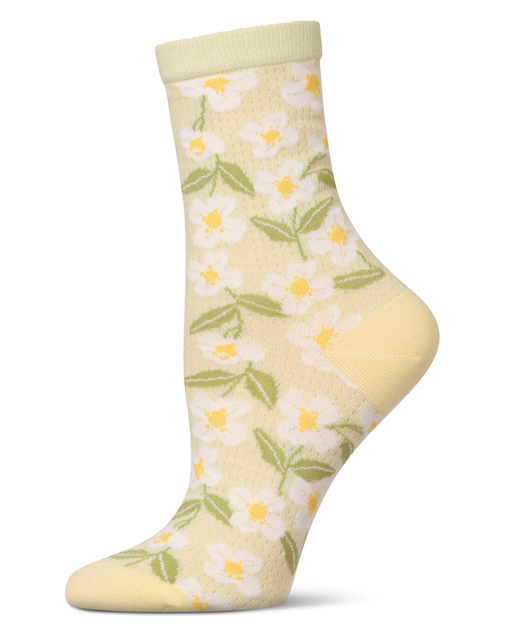 Women's Daisy Pointelle Crew Socks : Color: Mint