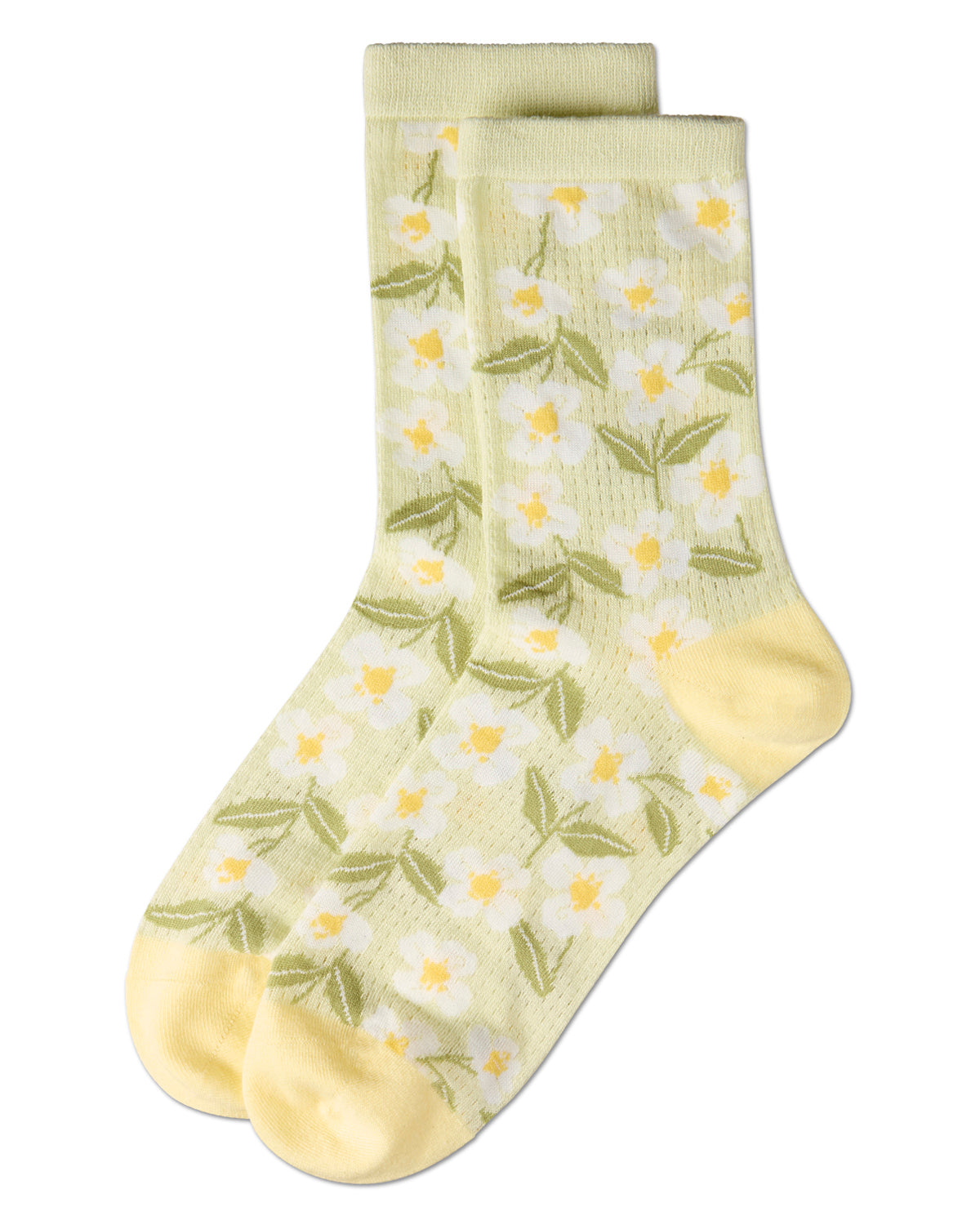 Women's Daisy Pointelle Crew Socks : Color: Mint
