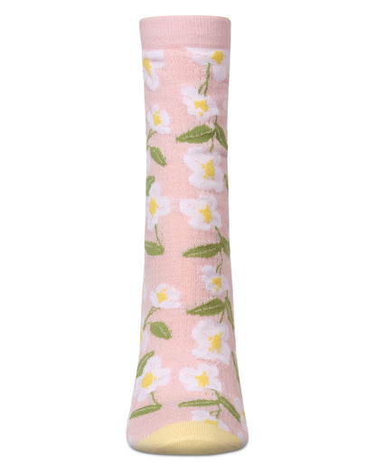 Women's Daisy Pointelle Crew Socks : Color: Mint