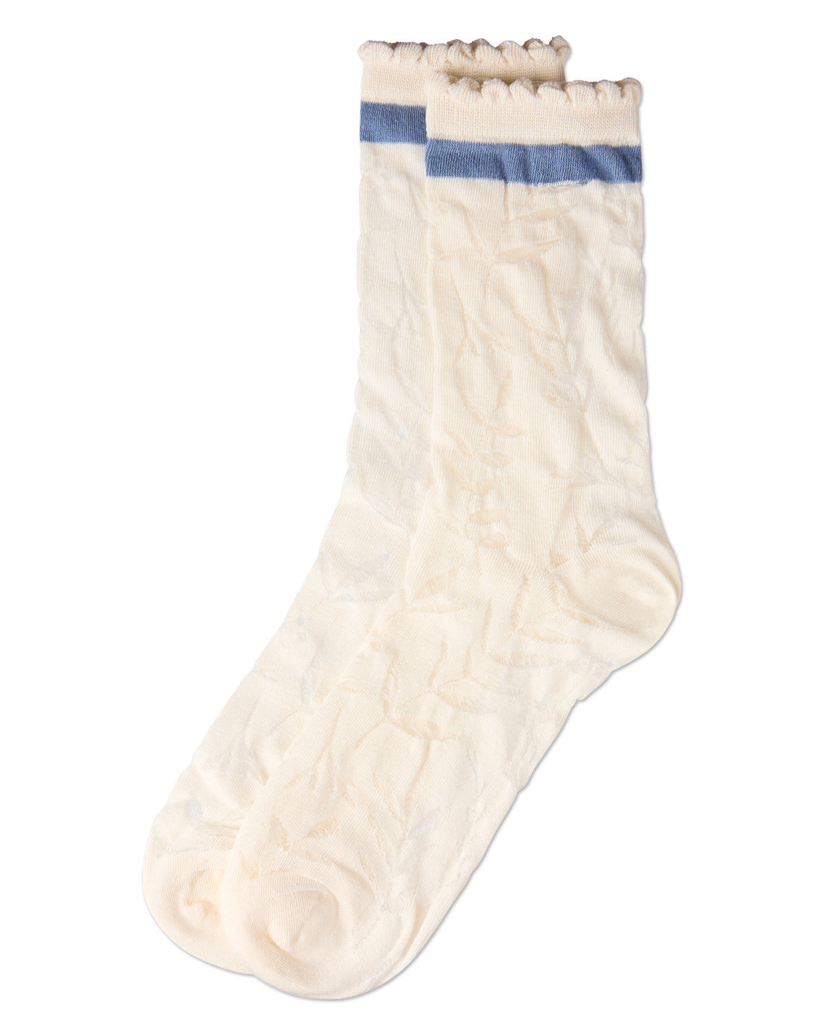 Women's Fern Leaf Crew Socks : Color: Ivory