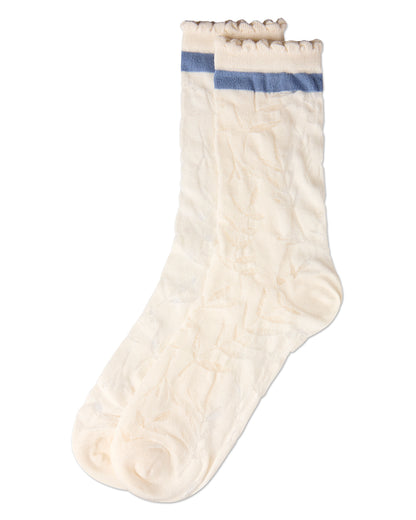Women's Fern Leaf Crew Socks : Color: Ivory