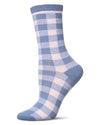 Women's Gingham Checkerboard Crew Socks : Color: Denim