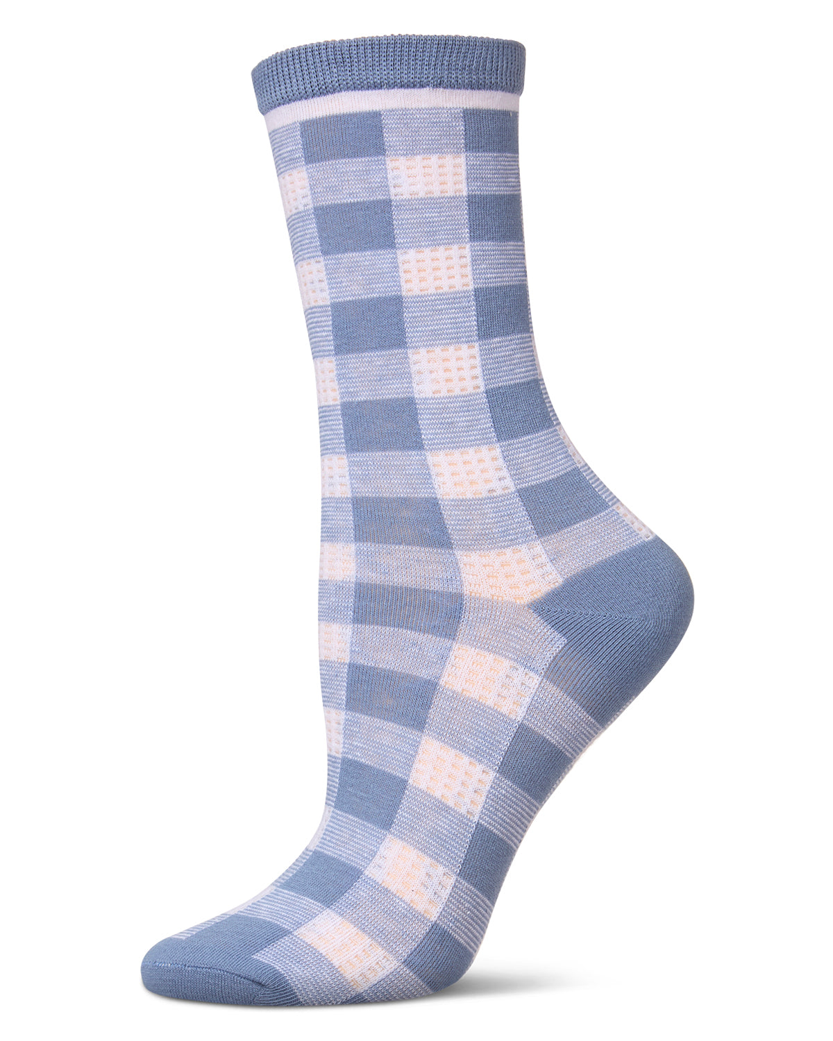 Women's Gingham Checkerboard Crew Socks : Color: Denim