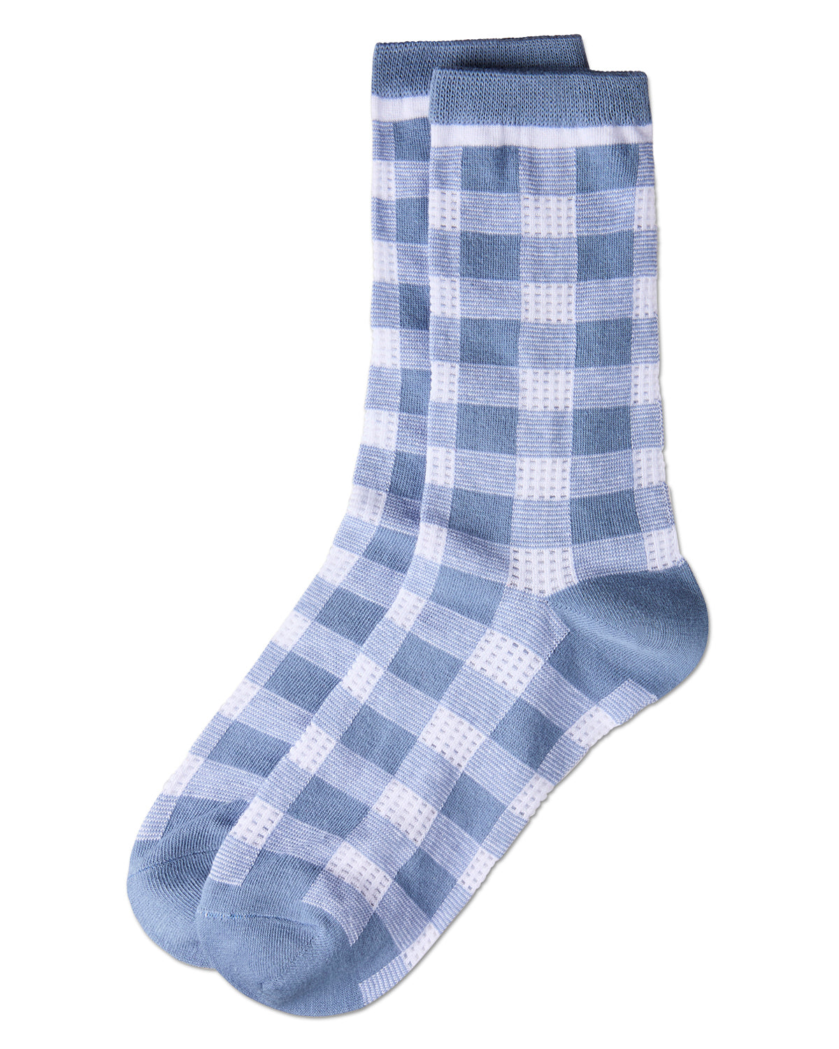 Women's Gingham Checkerboard Crew Socks : Color: Denim