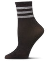 Women's Shimmery Sporty Stripe Crew Sock : Color: Black
