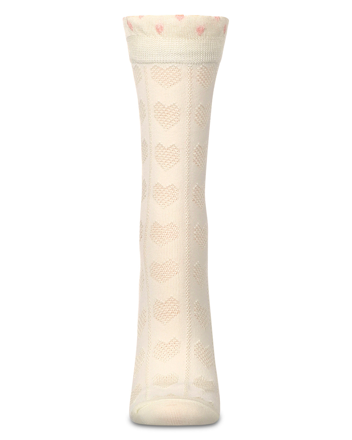 Women's 3D Heart Dimensional Crew Socks : Color: Ivory