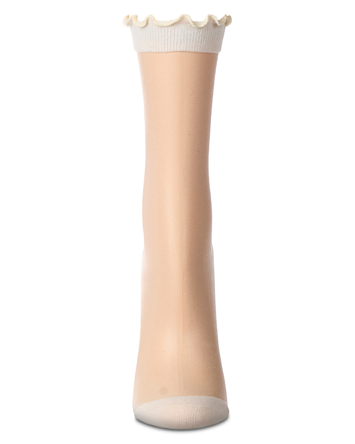 Women's Lettuce-Edge Silky Sheer Crew Sock : Color: Black