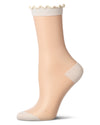 Women's Lettuce-Edge Silky Sheer Crew Sock : Color: Ivory