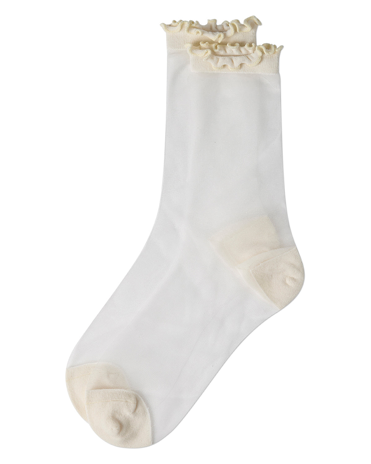 Women's Lettuce-Edge Silky Sheer Crew Sock : Color: Black