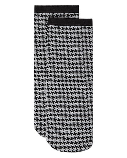 Women's Opaque Houndstooth Crew Sock : Color: Black