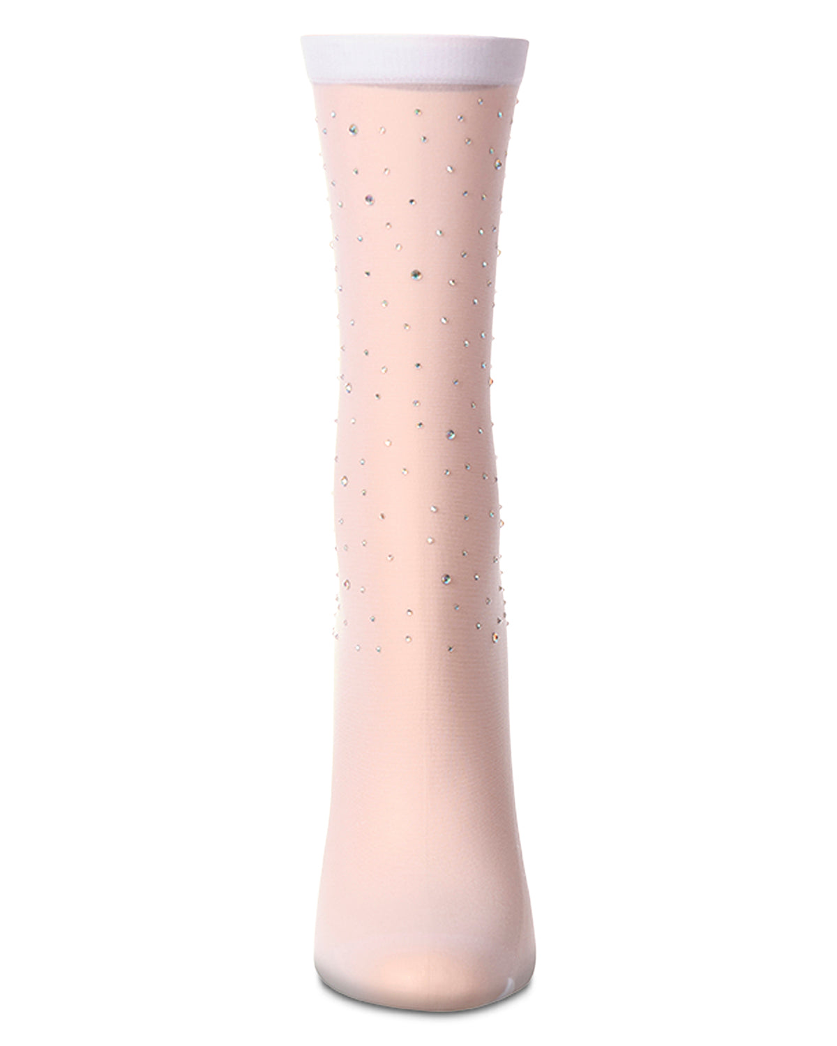 Women's All-Over Rhinestone Studded Sheer Crew Sock : Color: Black