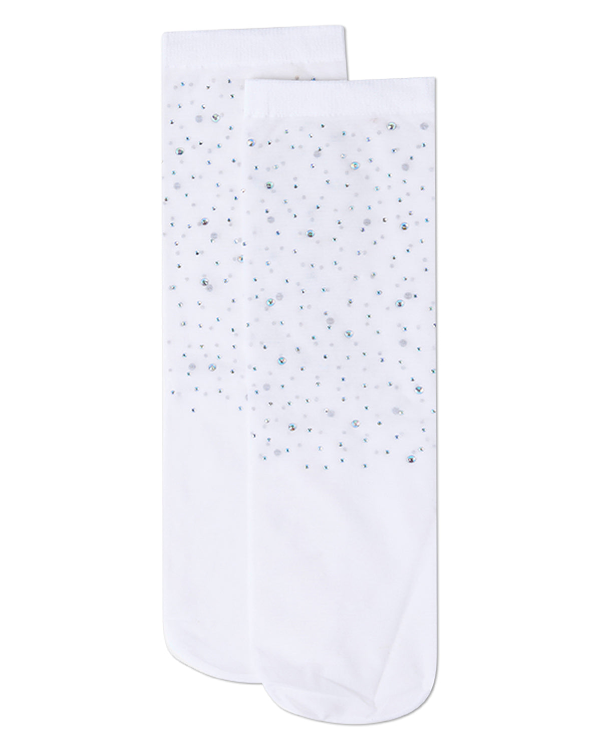 Women's All-Over Rhinestone Studded Sheer Crew Sock : Color: Black