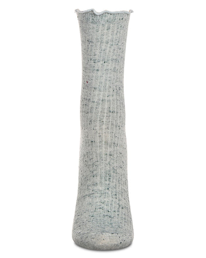 Women's Vintage Ribbed Multi-Flecked Lettuce Edge Crew Sock : Color: Cherry Blossom