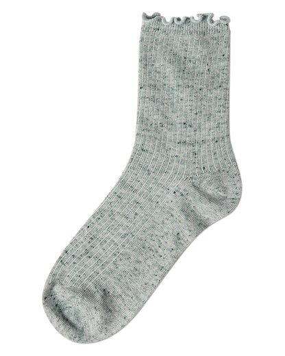 Women's Vintage Ribbed Multi-Flecked Lettuce Edge Crew Sock : Color: Cherry Blossom