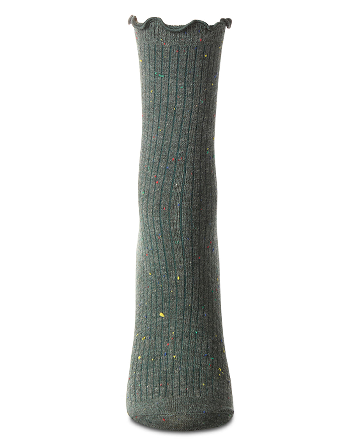 Women's Vintage Ribbed Multi-Flecked Lettuce Edge Crew Sock : Color: Cherry Blossom
