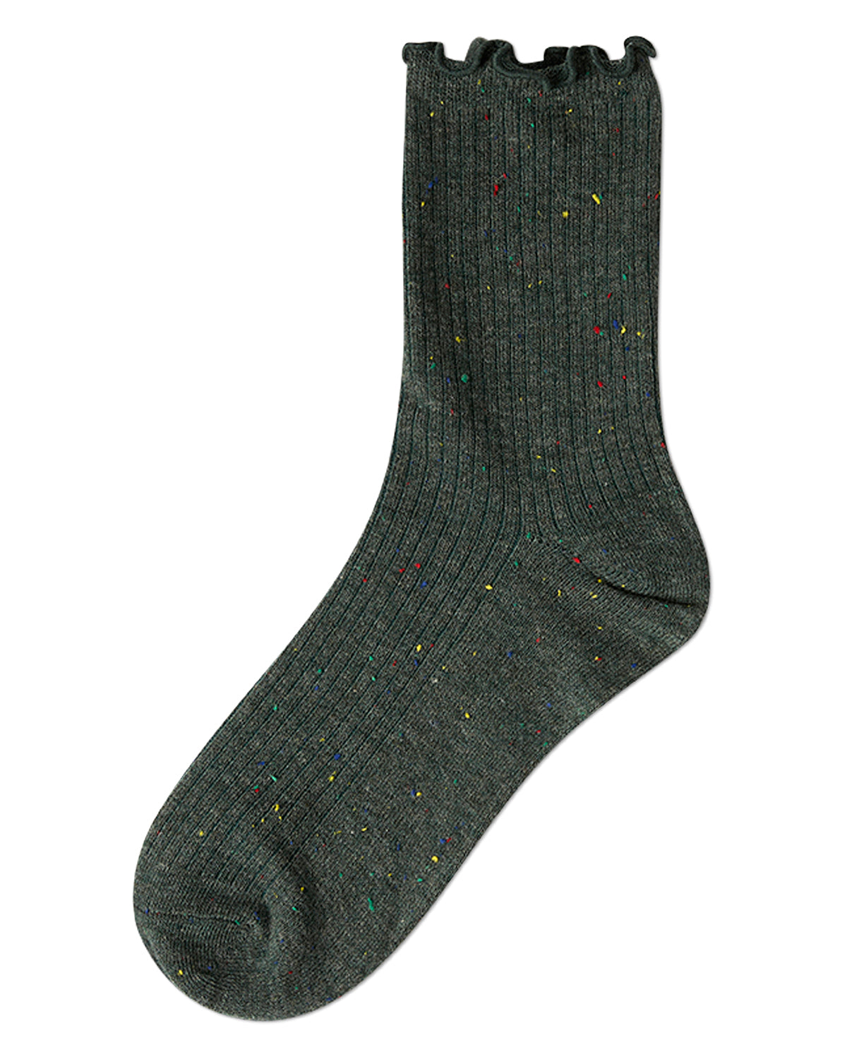 Women's Vintage Ribbed Multi-Flecked Lettuce Edge Crew Sock : Color: Cherry Blossom