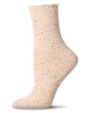 Women's Vintage Ribbed Multi-Flecked Lettuce Edge Crew Sock : Color: Oatmeal