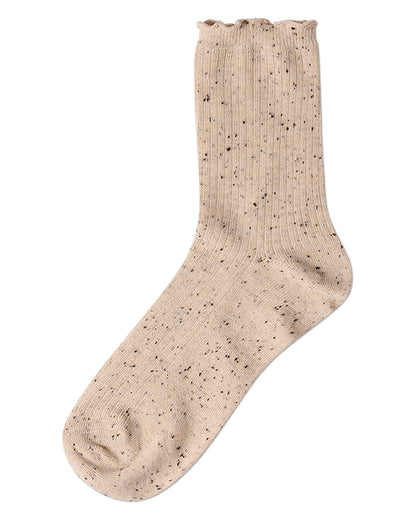 Women's Vintage Ribbed Multi-Flecked Lettuce Edge Crew Sock : Color: Cherry Blossom