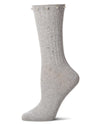 Women's Ribbed Rhinestone Studded Cotton Rich Crew Sock : Color: Med Gray Heather