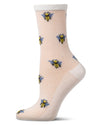 Women's Bee-Themed Mesh Cotton-Rich Novelty Crew Sock