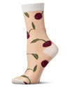 Women's Silky-Sheer Cherry-Themed Fashion Crew Sock