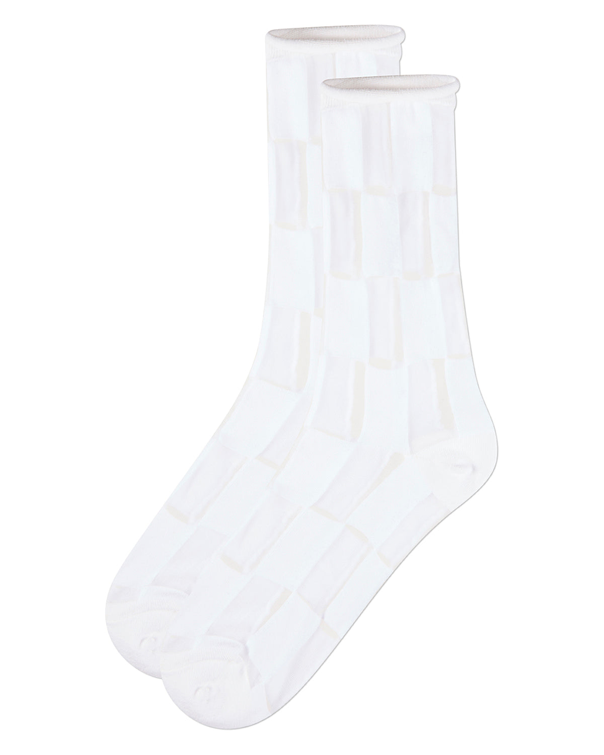 Women's Sheer Checkerboard-Pattern Cotton-Blend Crew Sock