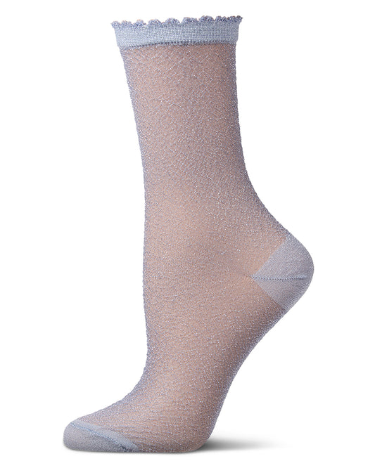 Women's Shimmer Sheer Lurex-Blend Fashion Crew Sock