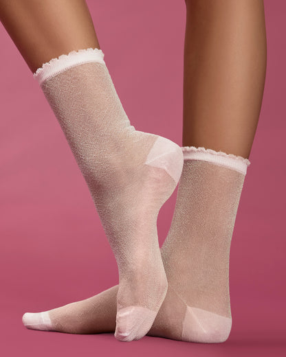 Women's Shimmer Sheer Lurex-Blend Fashion Crew Sock