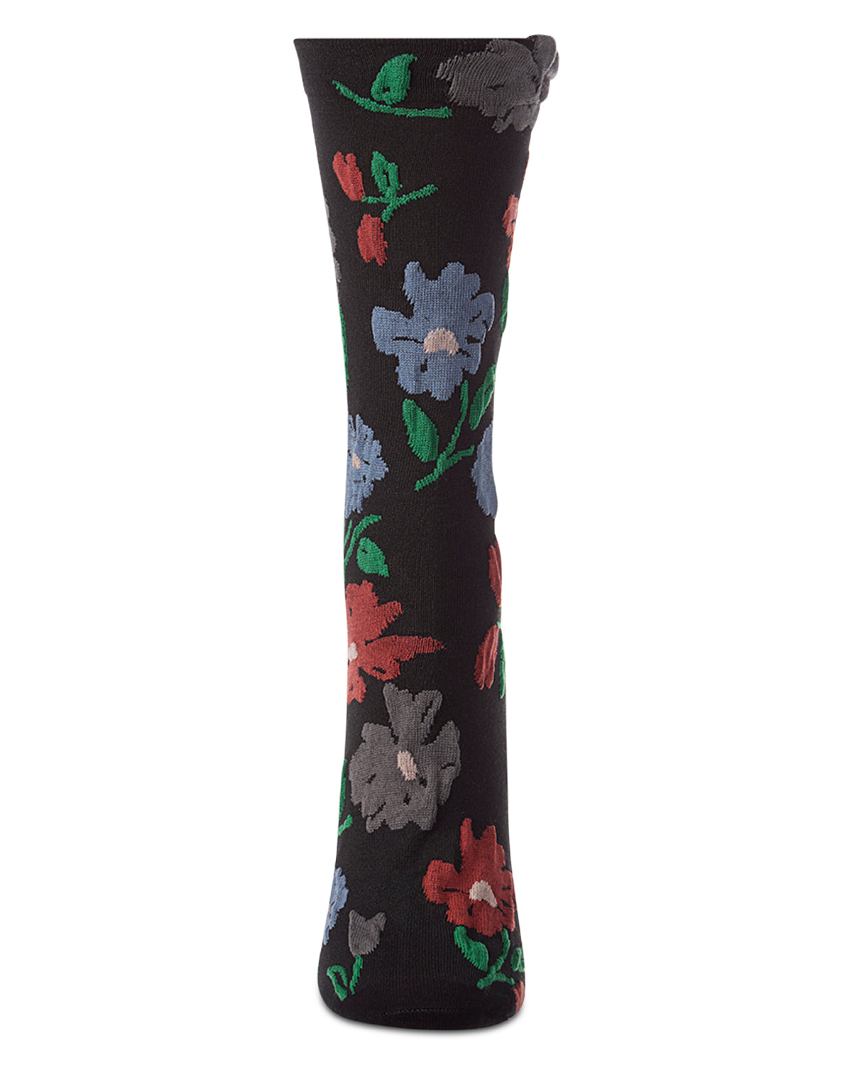 Women's Puckered-Cuff Floral-Print Cotton-Rich Crew Sock