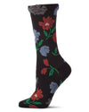Women's Puckered-Cuff Floral-Print Cotton-Rich Crew Sock