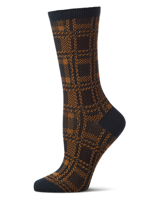 Women's Preppy Plaid Cotton-Rich Crew Sock