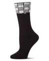 Women's Fuzzy Checkered-Cuff Cotton-Rich Ribbed Crew Sock
