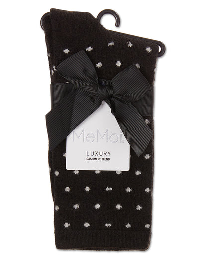 Women's Mini Dot Cashmere Crew Socks : Color: Black
