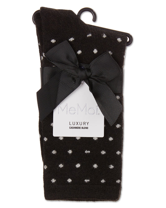 Women's Mini Dot Cashmere Crew Socks : Color: Black