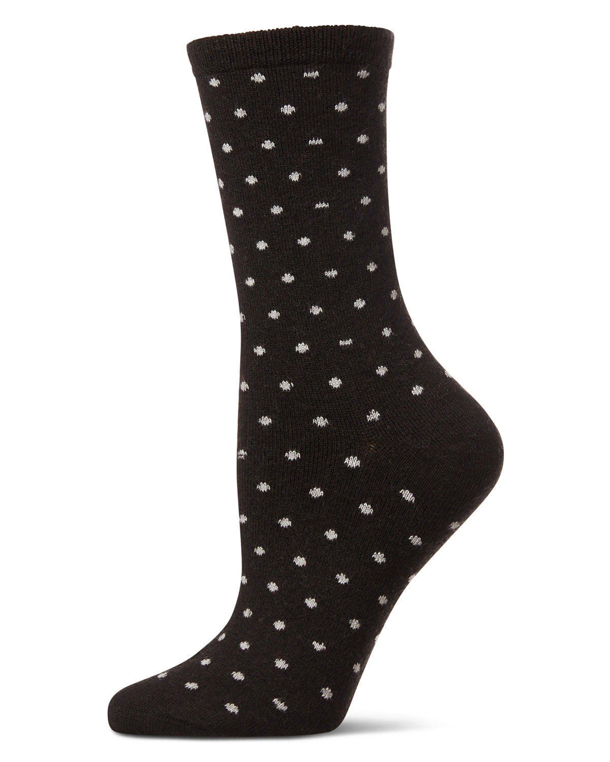 Women's Mini Dot Cashmere Crew Socks : Color: Black