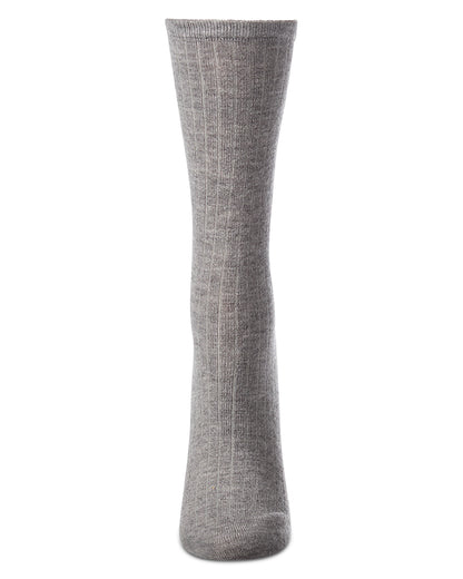 Women's Soft Solid Luxe Ribbed Cashmere Blend Crew Socks