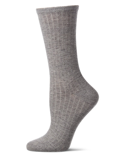 Women's Soft Solid Luxe Ribbed Cashmere Blend Crew Socks
