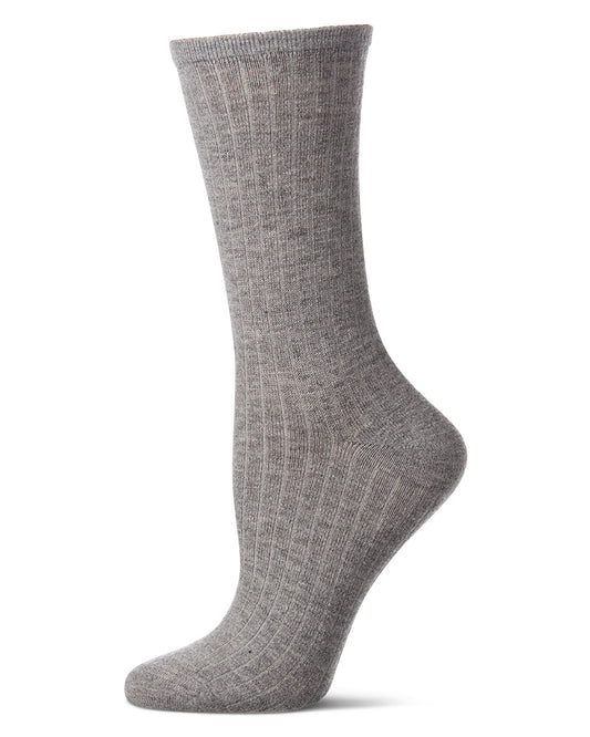 Women's Soft Solid Luxe Ribbed Cashmere Blend Crew Socks