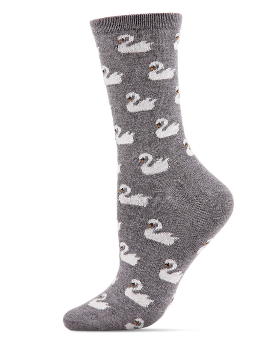 Women's Soft White Swan Cashmere Blend Crew Socks : Color: Medium Gray Heather