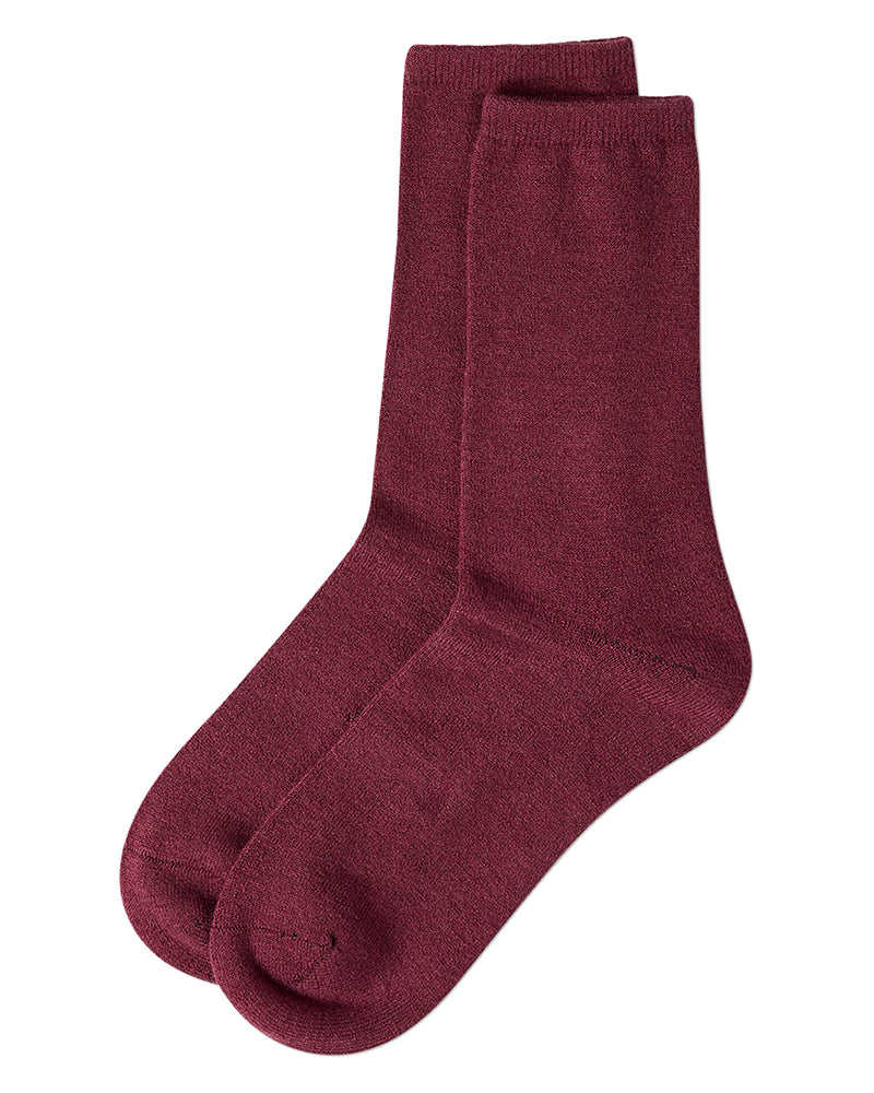 Women's Solid Soft Flat Knit Cashmere Blend Crew Sock