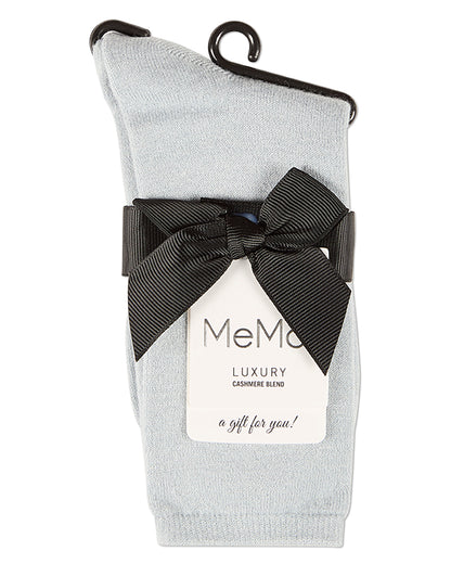Women's Solid Soft Flat Knit Cashmere Blend Crew Sock