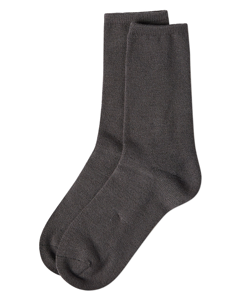 Women's Solid Soft Flat Knit Cashmere Blend Crew Sock