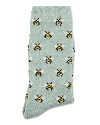 Women's Bee Cashmere Blend Crew Socks : Color: Sage Green