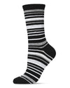 Women's Soft Striped Cashmere Crew Socks : Color: Black
