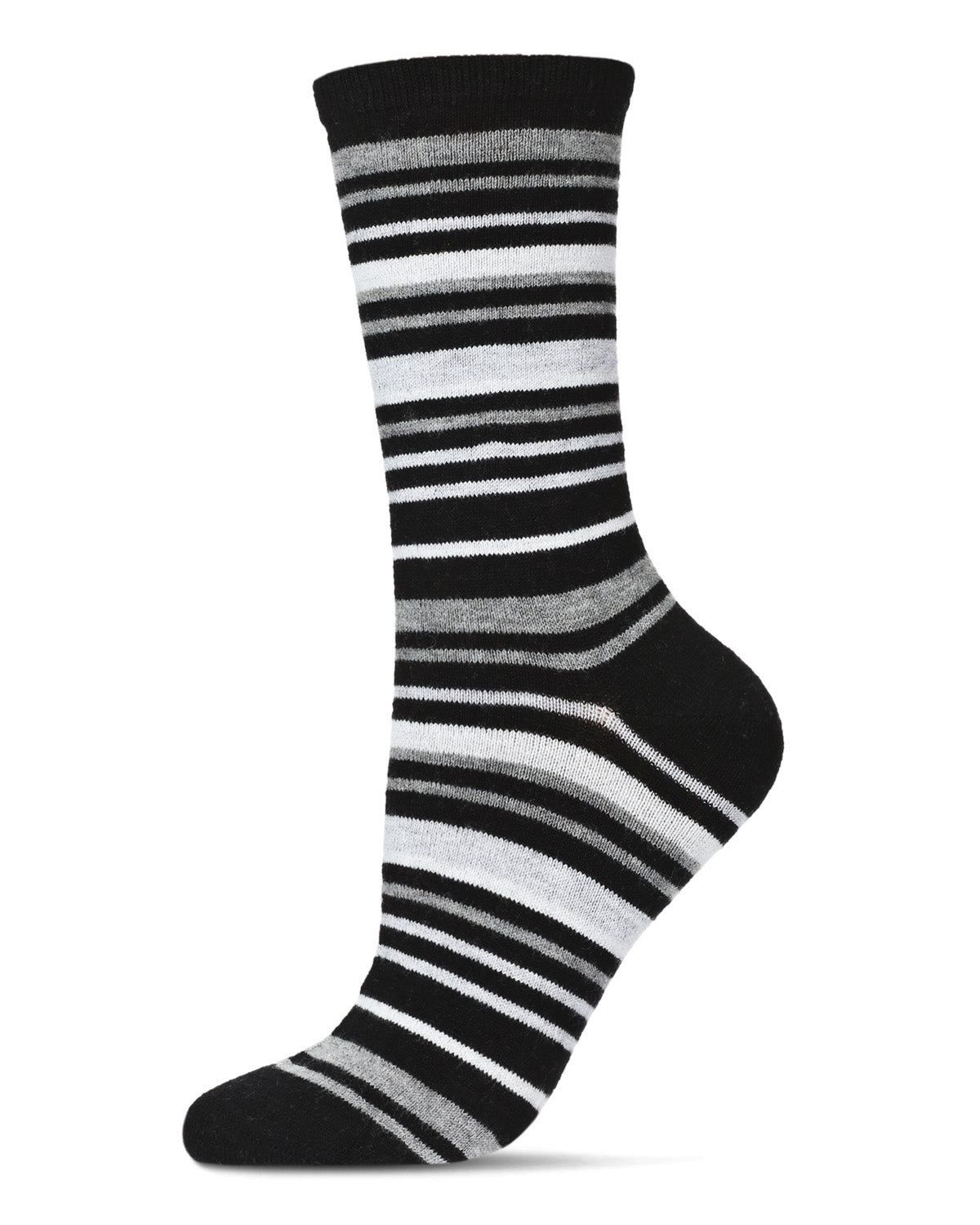 Women's Soft Striped Cashmere Crew Socks : Color: Black