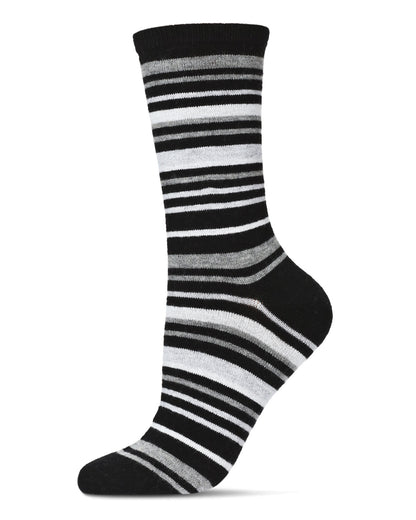 Women's Soft Striped Cashmere Crew Socks : Color: Black
