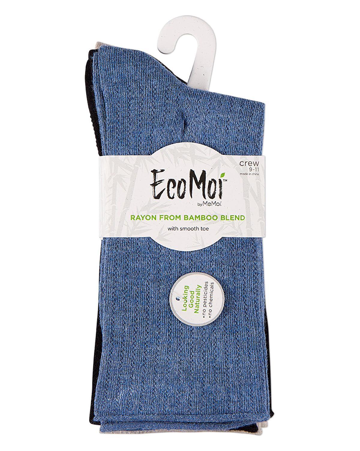 3 Pair Women's Silky-Soft Roll-Top Crew Socks : Color: Denim Heather Multi