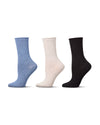 3 Pair Women's Silky-Soft Roll-Top Crew Socks : Color: Denim Heather Multi
